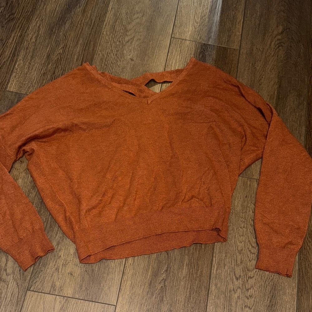 Women's Cut-out Sweater - Rust Orange